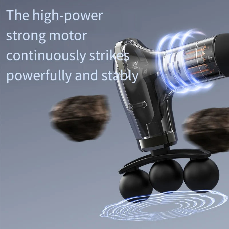 Smart Elektrisk Fascia Gun – Oppladbar Muskelmassasjer med Langt, Bøyd Håndtak