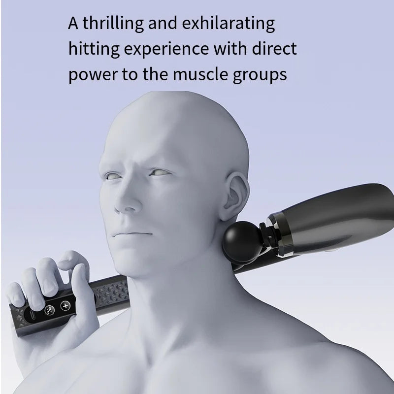 Smart Elektrisk Fascia Gun – Oppladbar Muskelmassasjer med Langt, Bøyd Håndtak